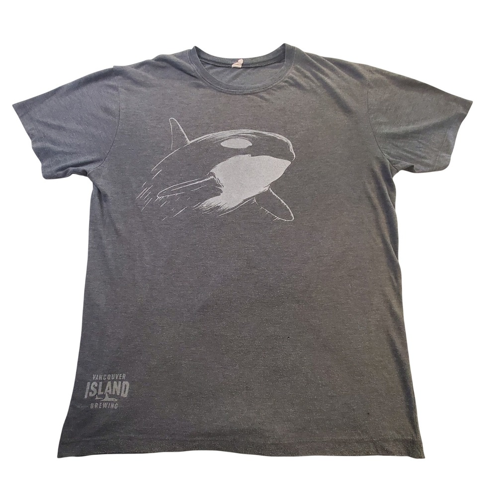 Vancouver Island Brewing Orca T-Shirt Mens Large Gray Heather Short Sleeve Tee